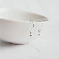 Sterling Silver Ball Earrings - tiny round drops dangle dot - simple dainty hook - delicate minimalist everyday orb small little mini sphere - Constant Baubling