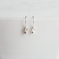 Sterling Silver Ball Earrings - tiny round drops dangle dot - simple dainty hook - delicate minimalist everyday orb small little mini sphere - Constant Baubling