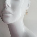 Gold Disk Earrings - cubic zirconia/14K gold fill small round discs & hooks - simple modern elegant little everyday jewelry - 14 k dangle - Constant Baubling