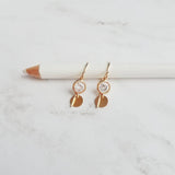 Gold Disk Earrings - cubic zirconia/14K gold fill small round discs & hooks - simple modern elegant little everyday jewelry - 14 k dangle - Constant Baubling