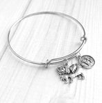 Pekingese Bracelet - silver bangle adjustable double loop pet dog charm - personalized letter - toy breed puppy royal China flat face smoosh - Constant Baubling