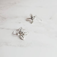 Silver Holly Berry Earrings, small dangle earring, silver earring, Christmas earring, Xmas earring, antique silver, holly leaves, berries - Constant Baubling