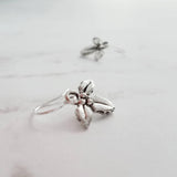 Silver Holly Berry Earrings, small dangle earring, silver earring, Christmas earring, Xmas earring, antique silver, holly leaves, berries - Constant Baubling