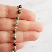 Emerald Stone Bracelet, green stone bracelet, gemstone bracelet, emerald bracelet, beaded silver chain, tiny stone bracelet, May birthstone - Constant Baubling