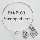 Pit Bull Bracelet, silver bangle, pit bull jewelry, pit bull rescue, adjustable bracelet, pitbull dog charm, rescue dog gift, bully jewelry - Constant Baubling