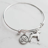 Basenji Dog Bracelet, silver basenji charm, silver bangle, dog mom bracelet, personalized bracelet, basenji jewelry, basenji bracelet letter - Constant Baubling