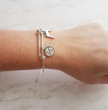 Basenji Dog Bracelet, silver basenji charm, silver bangle, dog mom bracelet, personalized bracelet, basenji jewelry, basenji bracelet letter - Constant Baubling
