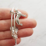 Dalmatian Dog Bracelet - personalized small letter charm/pet on simple silver wire double loop adjustable bangle - custom initial gift - Constant Baubling