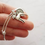 German Shorthaired Pointer Bracelet - personalized small letter charm/pet on simple silver wire double loop adjustable bangle - custom - Constant Baubling