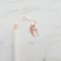 Tiny Angel Wing Earrings, rose gold wing earrings, angel earrings, memory earrings, loss earrings fairy earrings, miscarriage grief mourning - Constant Baubling