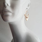 Shield Earrings - 14k gold fill ear wire hooks w/ raised design tribal spear shape medallions in raw brass - jewelry handmade in Michigan - Constant Baubling