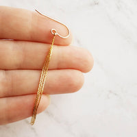 Long Gold Chain Earrings, thin chain dangle earring, 3 inch earring, chain strand earring, simple chain earring, minimalist earring, snake - Constant Baubling