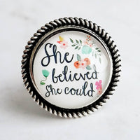 Motivational Ring, She Believed She Could, So She Did, encouragement gift, strength motivation gift, believe in yourself, you got this gift - Constant Baubling