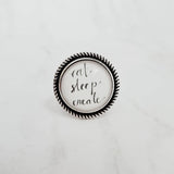 Artist Ring - silver adjustable band EAT SLEEP CREATE handmade crafter maker designer creator craftaholic jewelry gift - size 7 8 9 10 - Constant Baubling