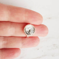 Silver Tree Ring, life of a tree, tree cross section ring, wood rings ring, black white photo ring, round adjustable size 6.5 - 9, arborist - Constant Baubling