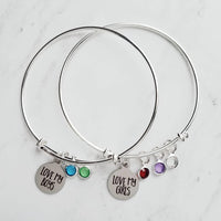 Mother's Bracelet, birthstone bracelet, LOVE my GIRLS BOYS, children bracelet, child charm, family bracelet, grandma nana noni mom bangle - Constant Baubling