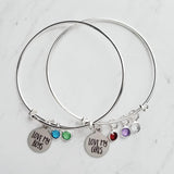 Mother's Bracelet, birthstone bracelet, LOVE my GIRLS BOYS, children bracelet, child charm, family bracelet, grandma nana noni mom bangle - Constant Baubling