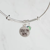 Sons Bracelet, mom bracelet, mothers bracelet, LOVE MY BOYS charm, silver wire bangle, birthstone jewelry, mom to boys son mothers day gift - Constant Baubling