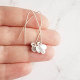 Silver Clover Earrings, 4 leaf clover earring, brushed silver earring, elf hook earring, lucky earring, St Patricks Day jewelry, good luck - Constant Baubling