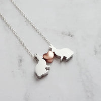 Bunny Necklace, small silver rabbit necklace, rose gold heart charm, .925 sterling silver chain, bunny love necklace, girlfriend Easter gift - Constant Baubling