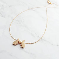 Rabbit Necklace, gold rabbit necklace, gold bunny necklace, bunnies heart necklace, small bunny heart necklace love necklace I love you gift - Constant Baubling