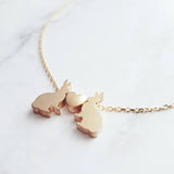 Rabbit Necklace, gold rabbit necklace, gold bunny necklace, bunnies heart necklace, small bunny heart necklace love necklace I love you gift - Constant Baubling