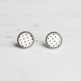 Black White Stud Earrings, monochromatic earring, steel earring, plus earring, cross earring, minimalist, x studs, small hypoallergenic stud - Constant Baubling