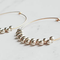 Silver & Gold Hoop Earrings - tiny teardrops beads, beaded hoops, mixed metal earrings, beaded earrings, small hoops, little gold hoops - Constant Baubling