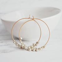 Silver & Gold Hoop Earrings - tiny teardrops beads, beaded hoops, mixed metal earrings, beaded earrings, small hoops, little gold hoops - Constant Baubling