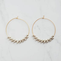 Silver & Gold Hoop Earrings - tiny teardrops beads, beaded hoops, mixed metal earrings, beaded earrings, small hoops, little gold hoops - Constant Baubling