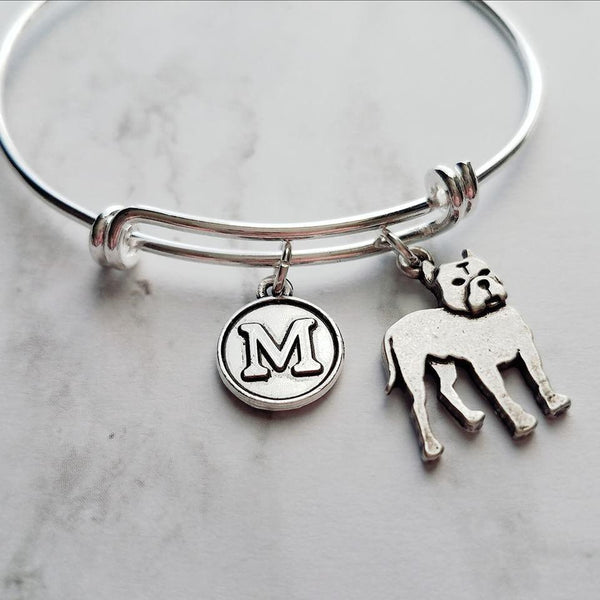 Pit Bull Bracelet, silver bangle, pit bull jewelry, pit bull rescue, adjustable bracelet, pitbull dog charm, rescue dog gift, bully jewelry - Constant Baubling