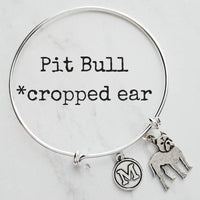 Pit Bull Bracelet, pittie jewelry, pit bull mom, silver bangle bracelet, pit bull dog bracelet, personalized bracelet American Terrier puppy - Constant Baubling