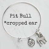 Pit Bull Bracelet, pittie jewelry, pit bull mom, silver bangle bracelet, pit bull dog bracelet, personalized bracelet American Terrier puppy - Constant Baubling