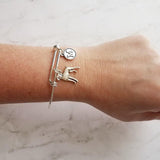 German Shorthaired Pointer Bracelet - personalized small letter charm/pet on simple silver wire double loop adjustable bangle - custom - Constant Baubling