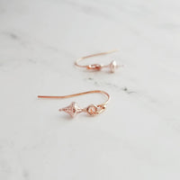 Small Rose Gold Earrings - tiny little top shape dangles on simple ball tip ear wire hooks - delicate minimalist wear - perfect for everyday - Constant Baubling