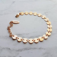 Gold Disk Bracelet, tiny gold coin bracelet, round connected discs, small circles bracelet sequin bracelet delicate gold bracelet coin chain - Constant Baubling