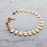 Gold Disk Bracelet, tiny gold coin bracelet, round connected discs, small circles bracelet sequin bracelet delicate gold bracelet coin chain - Constant Baubling