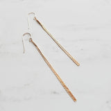 Long Gold Chain Earrings, thin chain dangle earring, 3 inch earring, chain strand earring, simple chain earring, minimalist earring, snake - Constant Baubling