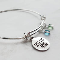 Sons Bracelet, mom bracelet, mothers bracelet, LOVE MY BOYS charm, silver wire bangle, birthstone jewelry, mom to boys son mothers day gift - Constant Baubling