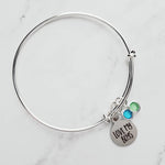 Sons Bracelet, mom bracelet, mothers bracelet, LOVE MY BOYS charm, silver wire bangle, birthstone jewelry, mom to boys son mothers day gift - Constant Baubling