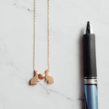 Rabbit Necklace, gold rabbit necklace, gold bunny necklace, bunnies heart necklace, small bunny heart necklace love necklace I love you gift - Constant Baubling