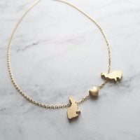 Rabbit Necklace, gold rabbit necklace, gold bunny necklace, bunnies heart necklace, small bunny heart necklace love necklace I love you gift - Constant Baubling
