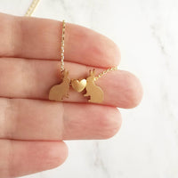 Rabbit Necklace, gold rabbit necklace, gold bunny necklace, bunnies heart necklace, small bunny heart necklace love necklace I love you gift - Constant Baubling