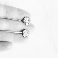 Black White Stud Earrings, monochromatic earring, steel earring, plus earring, cross earring, minimalist, x studs, small hypoallergenic stud - Constant Baubling