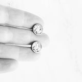 Black White Stud Earrings, monochromatic earring, steel earring, plus earring, cross earring, minimalist, x studs, small hypoallergenic stud - Constant Baubling