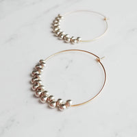 Silver & Gold Hoop Earrings - tiny teardrops beads, beaded hoops, mixed metal earrings, beaded earrings, small hoops, little gold hoops - Constant Baubling