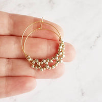 Silver & Gold Hoop Earrings - tiny teardrops beads, beaded hoops, mixed metal earrings, beaded earrings, small hoops, little gold hoops - Constant Baubling