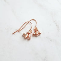 Rose Gold Drop Earrings - dainty little dangle teardrop minimalist trio of small polished charms - 14K gold fill upgrade hook option - Constant Baubling