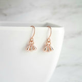 Rose Gold Drop Earrings - dainty little dangle teardrop minimalist trio of small polished charms - 14K gold fill upgrade hook option - Constant Baubling