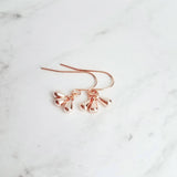 Rose Gold Drop Earrings - dainty little dangle teardrop minimalist trio of small polished charms - 14K gold fill upgrade hook option - Constant Baubling